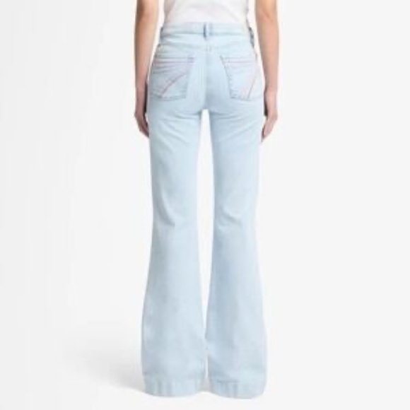 7 For All Mankind Dojo Tailorless Jeans 27 Wide Leg Y2K Fan Pocket Malibu Sky - Picture 10 of 10